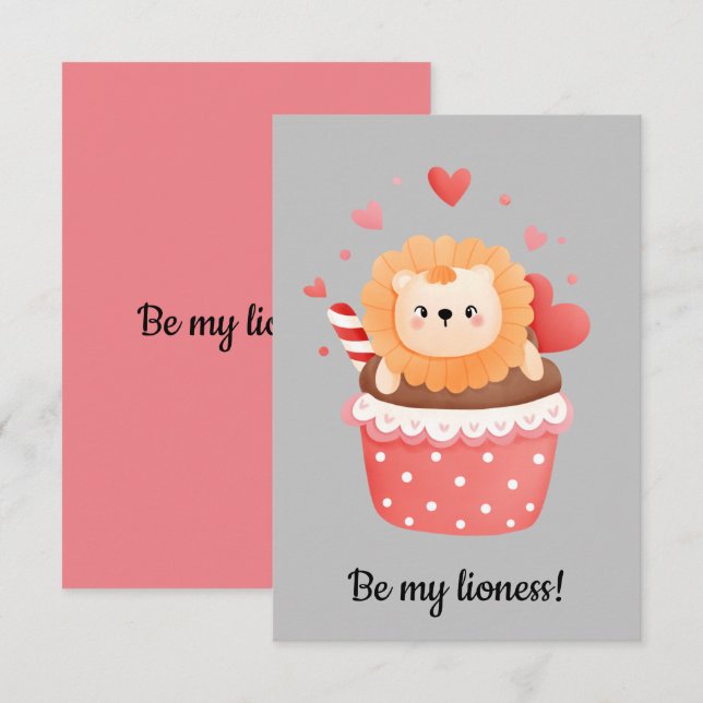 Invitation Sois ma lionne lion valentine (Devant / Derrière)