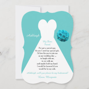 Invitation Sois ma servante Mariage habillée sur Aqua