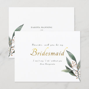 Invitation Sois mon servante d'honneur eucalyptus feuille d'o