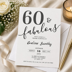 Invitation Soixante ans et fabuleux Anniversaire 60 ans noir