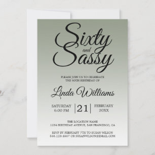 Invitation Soixante ans et fougueuse Vert Sauge 60e anniversa