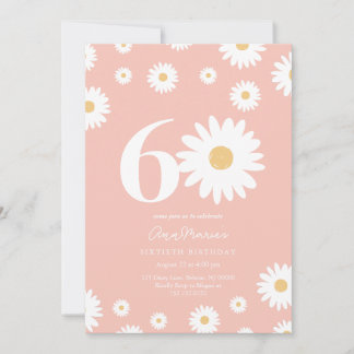 Invitation Soixante Ans Fleur Rétro Motif Anniversaire
