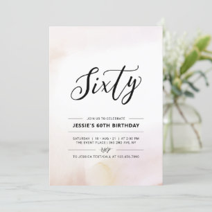 Invitation Soixante Aquarelle minimale de 60e anniversaire