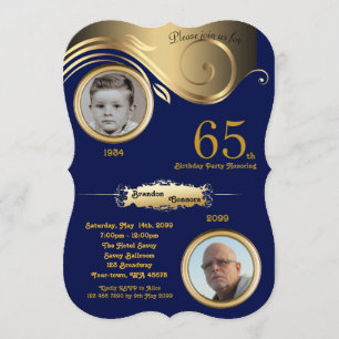 Invitation soixante-cinquième, âge d'homme d'anniversaire,