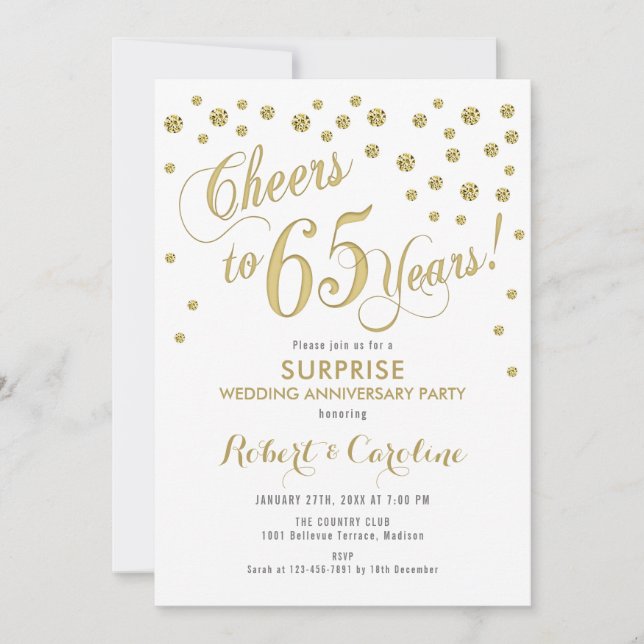 Invitation Soixante-cinquième anniversaire de mariage surpris (Devant)