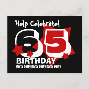 Invitation soixante-cinquième Le ROUGE de fête d'anniversaire