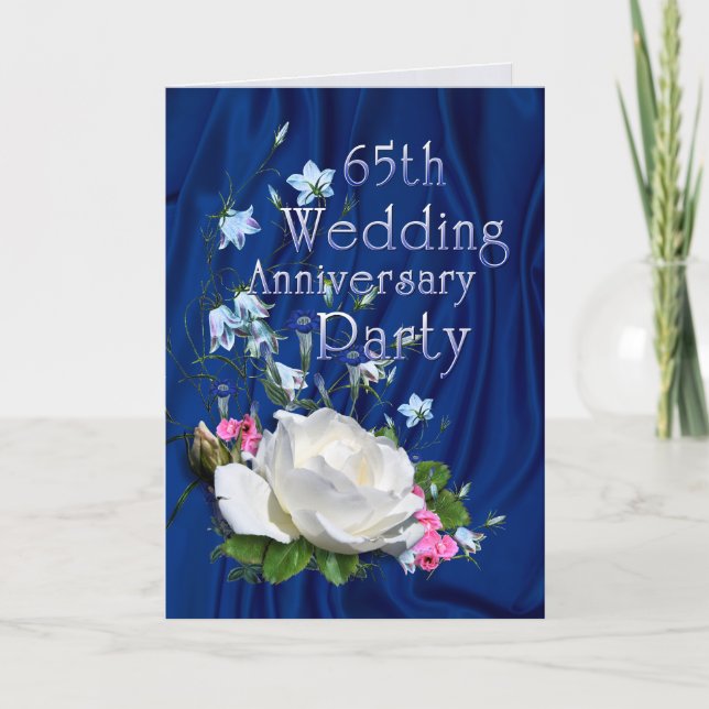 Invitation soixante-cinquième Roses blancs d'anniversaire de (Devant)