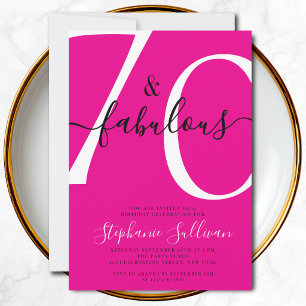 Invitation Soixante-dix ans et Fabuleux Script 70e Anniversai