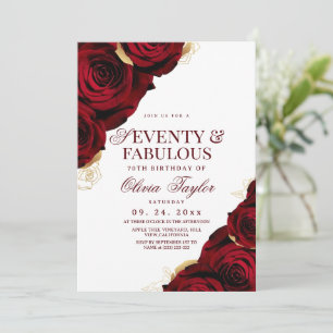 Invitation Soixante-dix & Fabuleux Roses d'or Bourgogne Anniv