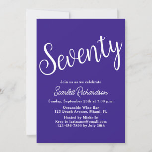Invitation Soixante-dix Script foncé violet 70e fête d'annive