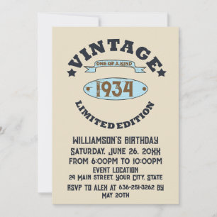 Invitation Soixante-dix vintage 90e anniversaire personnalisé