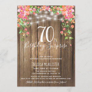 Invitation soixante-dixième Bois floral rustique de brunch de