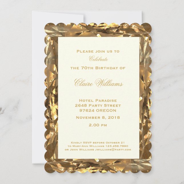 Invitation soixante-dixième Ivoire d'or d'anniversaire (Dos)