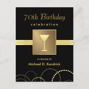 Invitation soixante-dixième Or noir formel d'invitations de