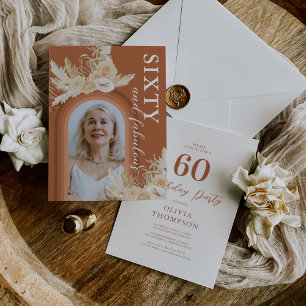 Invitation Soixante et Fabuleux Anniversaire Bohème Orange Br