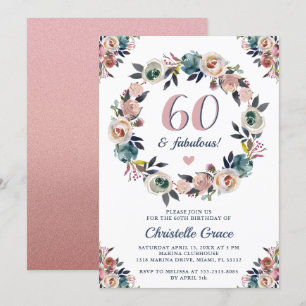 Invitation Soixante et fabuleux Chic Ladies 60e fête d'annive
