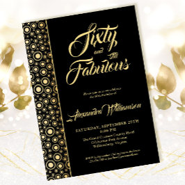 Invitation Soixante et fabuleux Elegant Black Gold 60e annive
