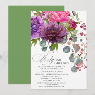 Invitation Soixante et fabuleux Elégant Floral 60e anniversai