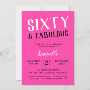 Invitation Soixante et fabuleux rose 60e anniversaire