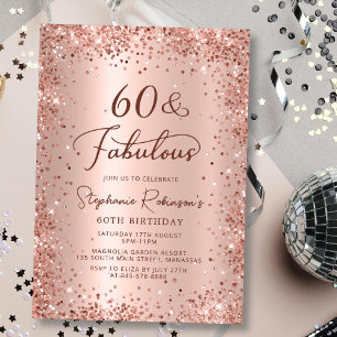 Invitation Soixante et fabuleux Rose Parties scintillant d'or