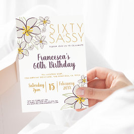 Invitation Soixante et sassy Blanc Or Moderne Jasmine Floral