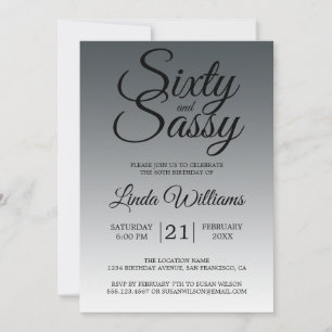Invitation Soixante et Sassy Charbon Noir 60e Anniversaire