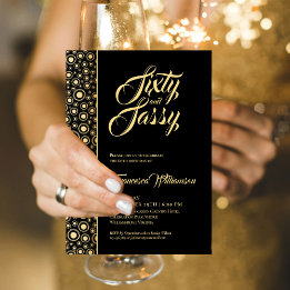 Invitation Soixante Et Sassy Elegant Or Noir Fête Anniversair