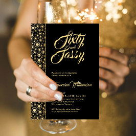Invitation Soixante Et Sassy Elegant Or Noir Fête Anniversair