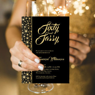 Invitation Soixante Et Sassy Elegant Or Noir Fête Anniversair