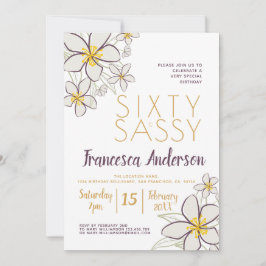 Invitation Soixante et sassy moderne violet or Jasmine Floral