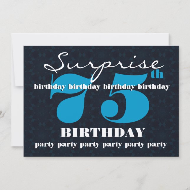 Invitation soixante-quinzième Fête d'anniversaire bleue et de (Devant)