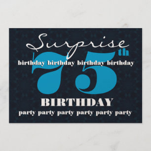 Invitation soixante-quinzième Fête d'anniversaire bleue et de