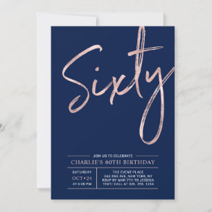 Invitation Soixante   Rose moderne Gold 60th Birthday Party
