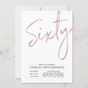 Invitation Soixante Rose moderne Gold 60th Birthday Party