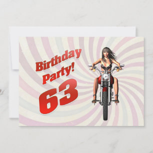 Invitation Soixante-troisième anniversaire avec une fille en