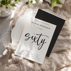 Invitation Soixante   Typographie moderne du B&W 60e annivers