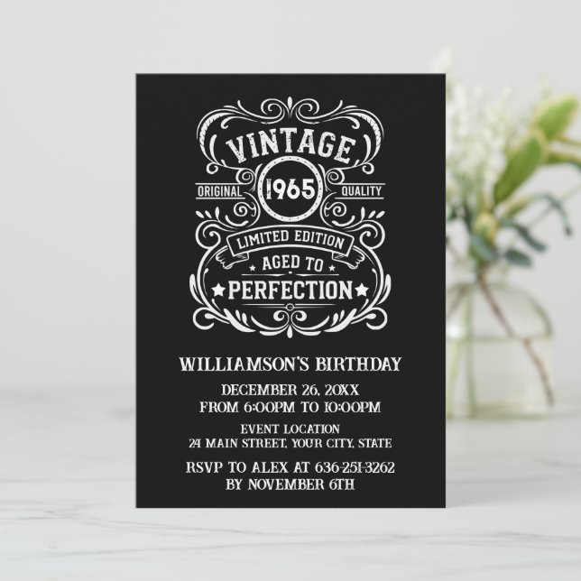 Invitation Soixante vintage 60e anniversaire (Debout devant)