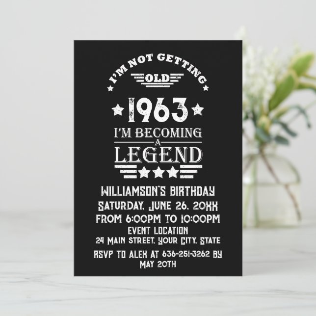 Invitation Soixante vintage 60e anniversaire (Debout devant)