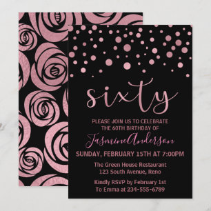 Invitation Soixantième anniversaire des Gold Faux Foil Rose