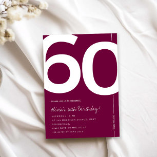 Invitation Soixantième Anniversaire Élégant Bordeaux