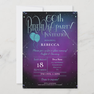 Invitation Soixantième anniversaire Ornate Script Purple Part