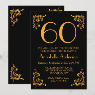 Invitation soixantième Cru moderne fascinant de noir d'or