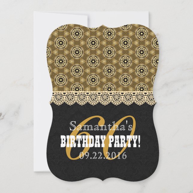 Invitation soixantième FÊTE D'ANNIVERSAIRE pour son noir A05 (Devant)