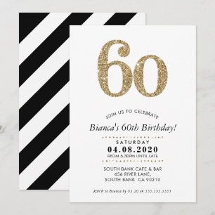 Invitation soixantième Parties scintillantes modernes d'or