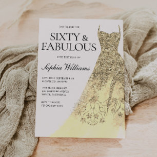 Invitation Soixantième robe d'étincelle d'or 60e fête d'anniv
