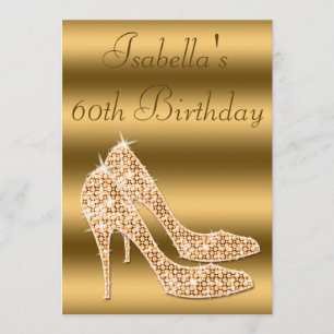 Invitation Soixantième stylets fascinants d'or d'anniversaire