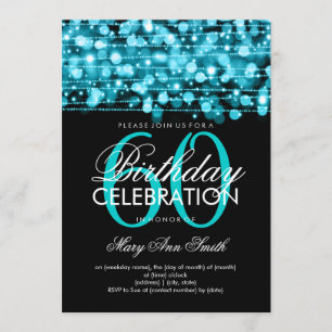 Invitation Soixantième turquoise élégante d'étincelles de