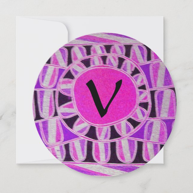 Invitation SOLAR GOLD MONOGRAM,rose fuchsia noir vif (Devant)