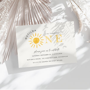 Invitation soleil 1er anniversaire aquarelle soleil jaune mod