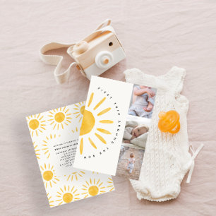 Invitation soleil 1er anniversaire aquarelle soleil multiphot